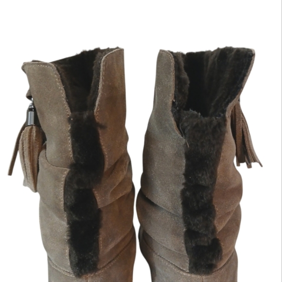 Stuart Weitzman Light Taupe Suede Wedge Boot Winter Slouch Boot size 7 - Picture 6 of 11